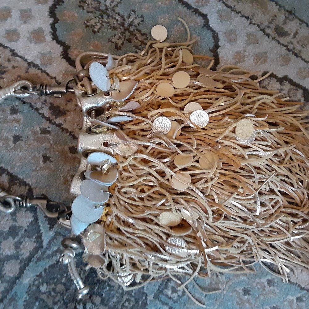 Vintage leather fringed bag